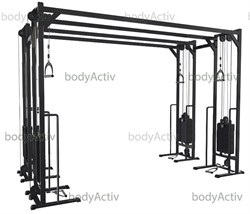 ТРБ2500-Д-О-4К-80 Тренажер блочный реабилитационный сдвоенный кроссовер стеки по 80 кг высота 2500 мм