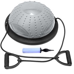 BOSU011-3 Полусфера BOSU гимнастическая, 46см., (серая) в комплекте с эспандером и насосом (B31646) - фото 22007