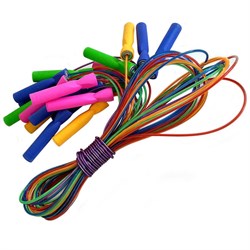 R18106 Скакалки (10 штук) ПВХ с подшипником 2,7 м. (мультиколор, полупрозрачная внутри с тросом) - фото 27122