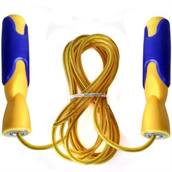 R18147 Скакалка с подшипником 2,8 м. ПП/Трос (желто-синяя) - фото 27134