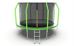 Батут EVO JUMP Cosmo 12ft Green с внутренней сеткой и лестницей диаметр 12ft зеленый - фото 34556