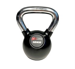 Гиря 10 кг обрезиненная с хромированной ручкой - фото 39925