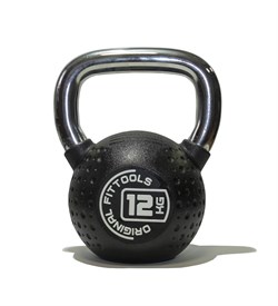 Гиря 12 кг с хромированной ручкой полиуретановая (CPU) - фото 39926