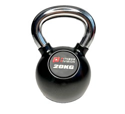 Гиря 20 кг обрезиненная с хромированной ручкой - фото 39939