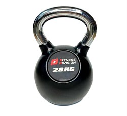 Гиря 28 кг обрезиненная с хромированной ручкой - фото 39957