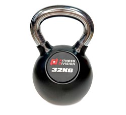 Гиря 32 кг обрезиненная с хромированной ручкой - фото 39958