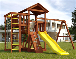 Детская площадка Савушка Мастер 3 с качелями Гнездо 1 метр (Махагон) - фото 58088
