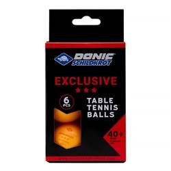 Мячики для н/тенниса DONIC EXCLUSIVE 3* 40+, 6 штук, оранжевый - фото 89861