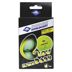 Мячики для н/тенниса DONIC GLOW IN THE DARK 40+, 6 шт, (зеленые) - фото 89868