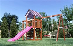 Детская площадка Савушка Тусун 8 с розовой горкой и плетеным креслом - фото 90480