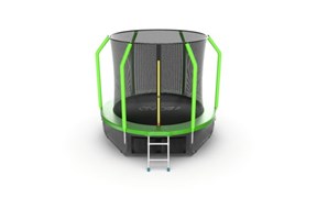 EVO JUMP Cosmo 8ft Green + Lower net Батут с внутренней сеткой и лестницей диаметр 8ft зеленый + нижняя сеть