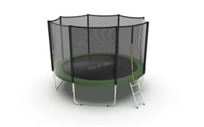 EVO JUMP External 12ft Green Батут с внешней сеткой и лестницей диаметр 12ft зеленый