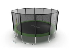Батут EVO JUMP External 16ft Green с внешней сеткой и лестницей диаметр 16ft зеленый