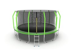 Батут EVO JUMP Cosmo 16ft Green с внутренней сеткой и лестницей диаметр 16ft зеленый