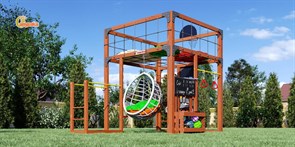 Детская площадка Савушка КУБ-1 (Махагон) с подушками и коконом