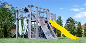 Детская площадка Савушка КУБ-3 (Серый) с гамаком для йоги