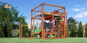 Детская площадка Савушка КУБ-2 (Махагон) с подушками и коконом